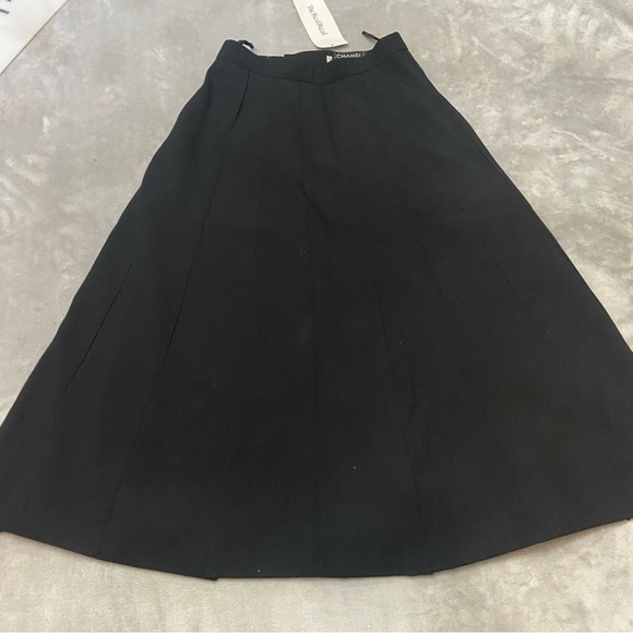 CHANEL Dresses & Skirts - New! Chanel Black Wool A-Line Pleated Fully-Lined Midi Skirt NWT 4442